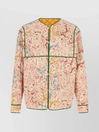 VALENTINO LINEN SHIRT WITH PAISLEY PATTERN AND PIPING