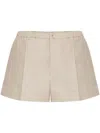 Valentino Linen Shorts With Button Detail In Beige