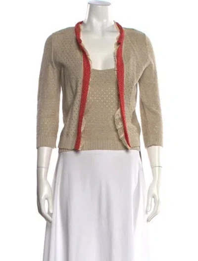 Pre-owned Valentino Linen Square Neckline Sweater In White