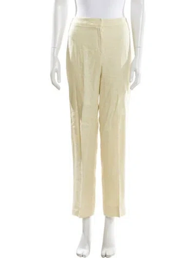 Pre-owned Valentino Linen Straight Leg Pants In Yellow
