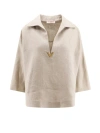 VALENTINO LINEN TOP WITH V GOLD DETAIL