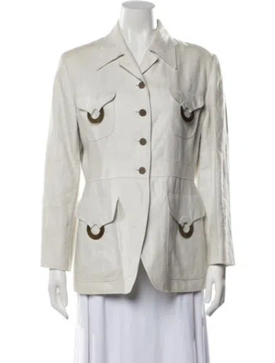 Pre-owned Valentino Linen Utility Jacket In Neutrals