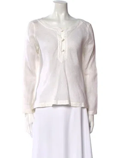 Pre-owned Valentino Linen V-neck Blouse In Neutral