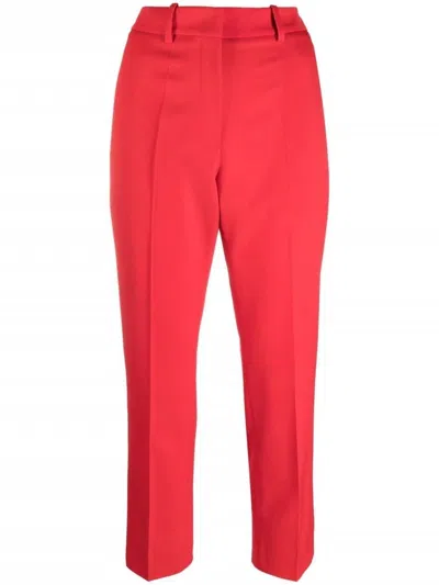 Valentino Lipstick Red Wool Blend Trousers For Women