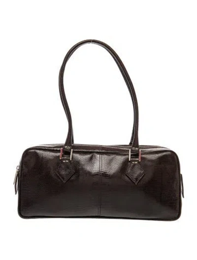 Pre-owned Valentino Garavani Lizard Shoulder Bag Vintage In Brown
