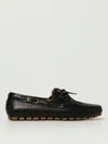 Valentino Garavani 'fastaway' Black Loafers With Vlogo Plaque And Decorative Laces With Logo In Leat In Black