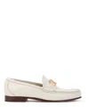 Valentino Ivory Leather Loafer With Golden Metal V Logo In White