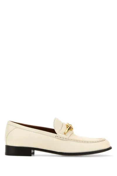 Valentino Garavani Ivory Leather Vlogo The Bold Edition Loafers In White