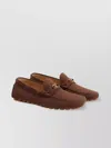 Valentino Loafers With Rubber Sole And Topstitching In Brown