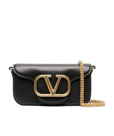 Valentino Garavani Locò Small Shoulder Bag In Calfskin In Black