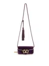 Valentino Loc Mini Velvet Clutch In Purple