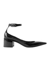 Valentino Vlogo Lockette Leather Ankle Strap Pumps In Black