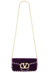 Valentino Velvet Clutch With Chain Strap And Trim