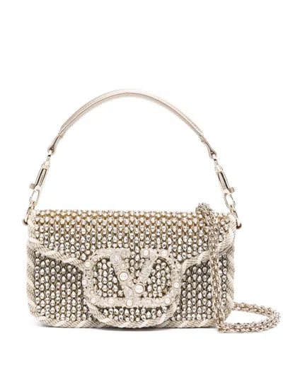 Valentino Garavani Locò Crystal-embellished Top-handle Bag In Green