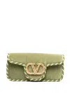 Valentino Locò Embellished-trim Clutch Bag In Green