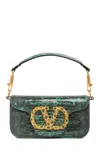 Valentino Garavani Garavani Locò Small Shoulder Bag In Tejus With Jewel Logo Woman Ice Green/erinite