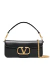 Valentino Locò Vlogo Leather Shoulder Bag In Black