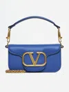 Valentino Loco' Leather Small Shoulder Bag In Riverside Blue