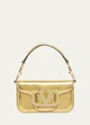 Valentino Garavani Locò Metallic Calfskin Leather Shoulder Bag In Gold,sand