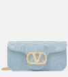 Valentino Locò Mini Embellished Moiré Clutch In Blue