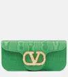 Valentino Locò Mini Embellished Moiré Clutch In Green