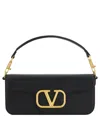 Valentino Vlogo Plaque Chained Shoulder Bag In Black