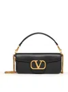 Valentino Locò Vlogo Leather Shoulder Bag In Black