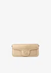 Valentino Locò Shoulder Bag In Laminated Crocodile Leather With Vlogo Plaque In Gold
