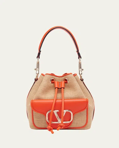 Valentino Garavani Loco Small Drawstring Bucket Bag In Orange