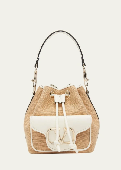 Valentino Garavani Loco Small Drawstring Bucket Bag In Beige