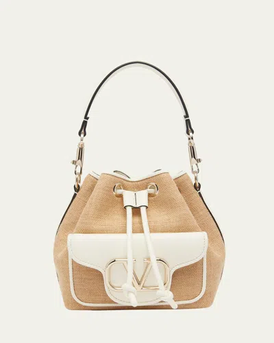 Valentino Garavani Loco Small Drawstring Bucket Bag In Neutral