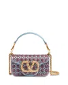 Valentino Loco Small Embellished Vlogo Moire Convertible Shoulder Bag In Multi