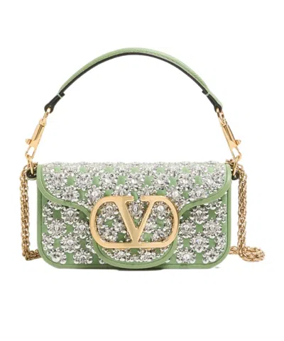Valentino Garavani Locò Small Embroidered Shoulder Bag In Pink