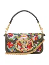 Valentino Loco Small Flower Beaded Shoulder Bag In Multi Green