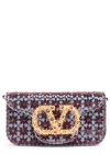 Valentino Locò Small Floral-embellished Moiré Shoulder Bag In Multicoloured