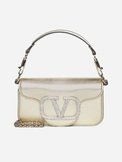 Valentino Garavani Loco' Small Leather Bag In Platinum
