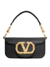 Valentino Small Leather Shoulder Bag With Crystal And Pearl Embellishments