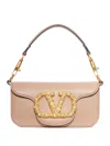 Valentino Locò Small Leather Shoulder Bag In Neutral