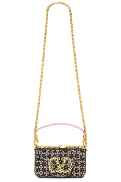 Valentino Garavani Loco Small Shoulder Bag In Emerald & Rhododendron