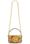 Valentino Loco Small Shoulder Bag In Multicolor & Tabac Brown