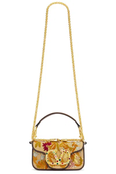 Valentino Garavani Loco Small Shoulder Bag In Multicolor & Tabac Brown