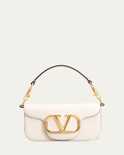 Valentino Garavani Loco Small Vlogo Calfskin Shoulder Bag In Light Ivory