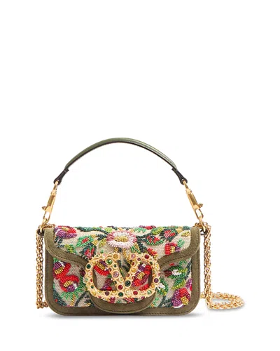 Valentino Garavani Loco Small Vlogo Flower Beaded Convertible Shoulder Bag In Multi
