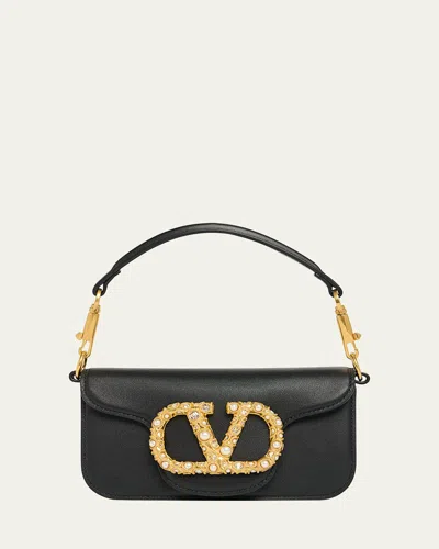 VALENTINO GARAVANI LOCO STUDDED VLOGO SMALL LEATHER SHOULDER BAG