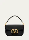 Valentino Alltime Grained Leather Shoulder Bag In Nero