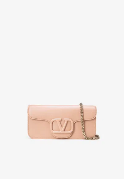 Valentino Garavani Locò Vlogo Shoulder Bag In Calf Leather In Blush