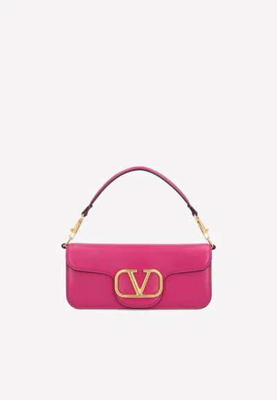 Valentino Garavani Locò Vlogo Shoulder Bag In Calfskin In Fuchsia