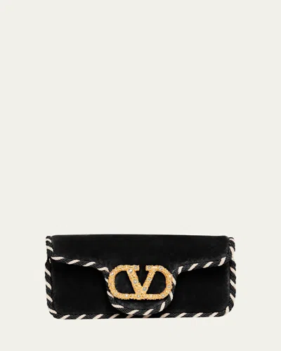 Valentino Garavani Loco Vlogo Velvet Clutch Bag