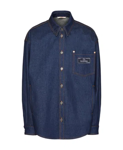 VALENTINO VALENTINO	LOGO PATCH LONG-SLEEVED DENIM SHIRT