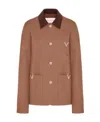 Valentino Cotton Jacket V-shaped Embellishments In Brown